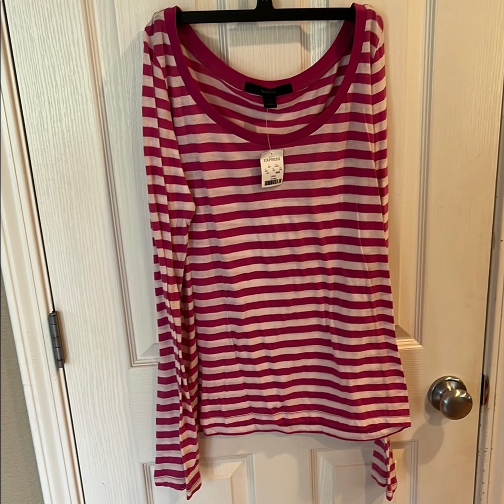 Express Striped Pink and White Women's Top